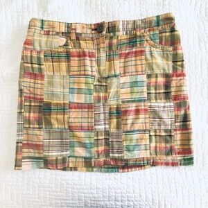 Ann Taylor Loft Patchwork Madras Plaid Mini Skirt 100% Cotton Womens Sz 6